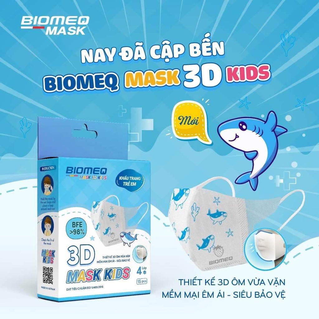 Khẩu trang cho bé 3D Kids 4 lớp kháng khuẩn chuẩn ISO